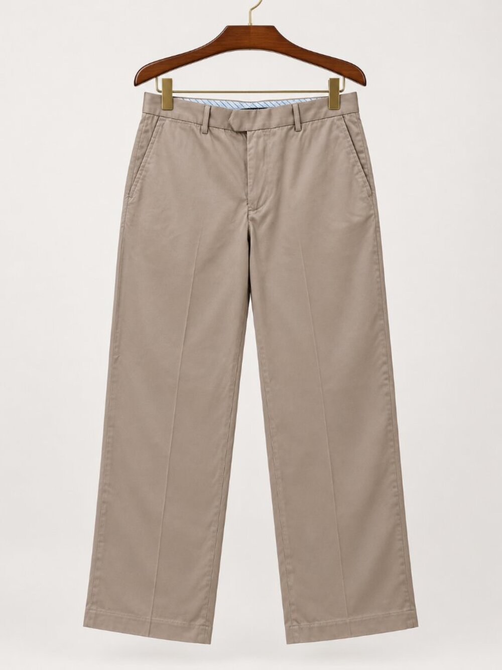 100% Cotton Classic Fit Beige Straight Leg Chino Pants Old Money